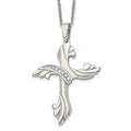 Chisel Stainless Steel Polished with CZ Swirl Cross Pendant on a 20 inch Cable Chain Necklace, 20 x 44 mm