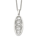 Stainless Steel Polished Wire Designed Oval 18in Necklace, 18 mm