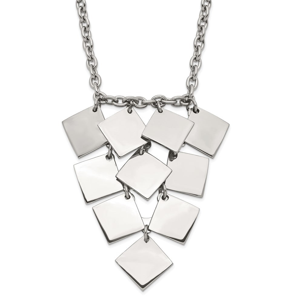 Stainless Steel Polished Fancy Multi-square Necklace, 18.5 mm