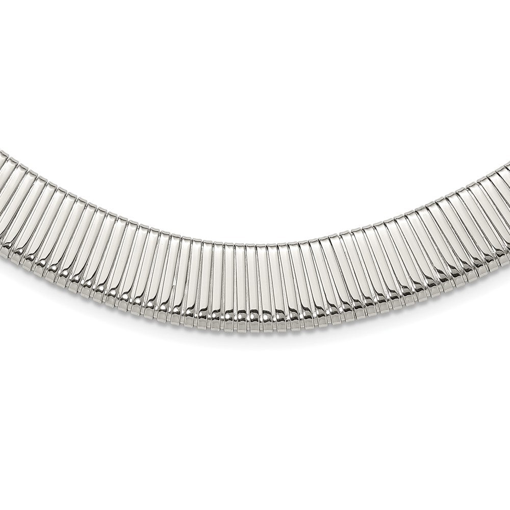 Chisel Stainless Steel Polished and Textured 18 inch Omega Necklace, 18 x 15 mm