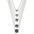 Stainless Steel Polished Multistrand Grey Glass w/ 2in ext. Necklace, 20 mm
