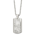 Stainless Steel Polished and Textured Dog Tag 24in Necklace, 24 mm
