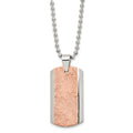Stainless Steel Polished and Textured Brown IP-plated 24in Necklace, 24 mm