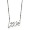 Chisel Stainless Steel Polished LOVE on an 18 inch Cable Chain Necklace, 18 x 31 mm