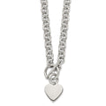 Chisel Stainless Steel Polished Heart Toggle on an 18 inch Open Link Chain Necklace, 18 x 16 mm