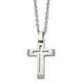 Chisel Stainless Steel Brushed and Polished Cut-out Cross Pendant on a 20 inch Cable Chain Necklace, 20 x 24.96 mm
