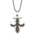 Stainless Steel Polished Black Carbon Fiber Inlay Fleur de Lis Necklace, 22 mm