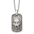 Chisel Stainless Steel Antiqued and Polished Mystical Lion Dog Tag on a 22 inch Cable Chain Necklace, 22 x 21.26 mm