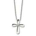 Chisel Stainless Steel Polished Open Cross Pendant on an 18 inch Cable Chain Necklace, 18 x 18.34 mm