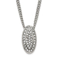 Stainless Steel Polished Crystal Oval Necklace, 20 mm