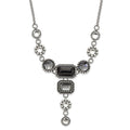 Stainless Steel Polished/Antiqued Fancy Glass Beads w/2in ext. Necklace, 20 mm