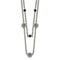 Stainless Steel Polished w/Black Onyx & Acrylic Beads w/2in ext Necklace, 23.75 mm