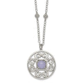 Stainless Steel Polished Synthetic Purple Calcedony w/2in ext Necklace, 30 mm