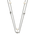 Stainless Steel Polished 2 Strand Freshwater Cultured Pearls & CZ w/ 2in ext. Necklace, 41 mm