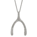 Stainless Steel Polished Crystal Wishbone Necklace, 22.25 mm