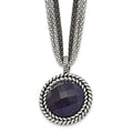 Stainless Steel Antiqued & Polished Blue Sandstone w/2in ext Reversible Nec, 18 mm