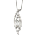 Stainless Steel Polished and Textured w/CZ 24in w/2in ext Necklace, 24 mm