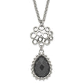 Stainless Steel Polished Circles & Teardrop Onyx w/2in ext. Necklace, 20 mm