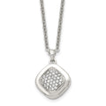 Stainless Steel Polished w/CZ Square 18in w/2in ext Necklace, 18 mm