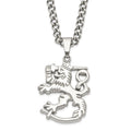 Stainless Steel Polished Lion w/ 2in ext. Necklace, 20 mm