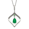 Stainless Steel Polished & Antiqued Synthetic Dyed Jade & CZ w/2in ext. Necklace, 20 mm