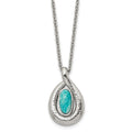Stainless Steel Polished/Textured Synthetic Dyed Jade w/2in ext. Necklace, 18 mm