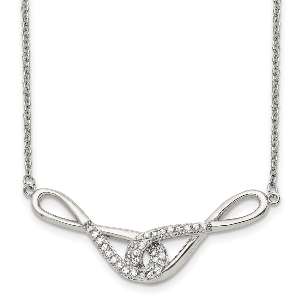 Stainless Steel Polished w/CZ Infinity Symbols 19in Necklace, 19 mm