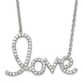 Stainless Steel Polished CZ Love Necklace, 18 mm