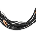 Stainless Steel Polished Pink IP-plated Black Rubber w/1in. ext. Necklace, 18.5 mm