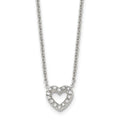 Chisel Stainless Steel Polished CZ Open Heart on an 18 inch Cable Chain Necklace, 18 x 10.5 mm