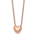 Chisel Stainless Steel Polished Rose IP-plated Heart on a 17.5 inch Cable Chain Necklace, 17.5 x 10 mm