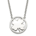 Stainless Steel Polished Four Leaf Clover Necklace, 17.25 mm