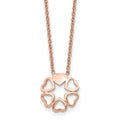 Stainless Steel Polished Rose IP-plated Circle of Hearts 17.25in Necklace, 17.25 mm