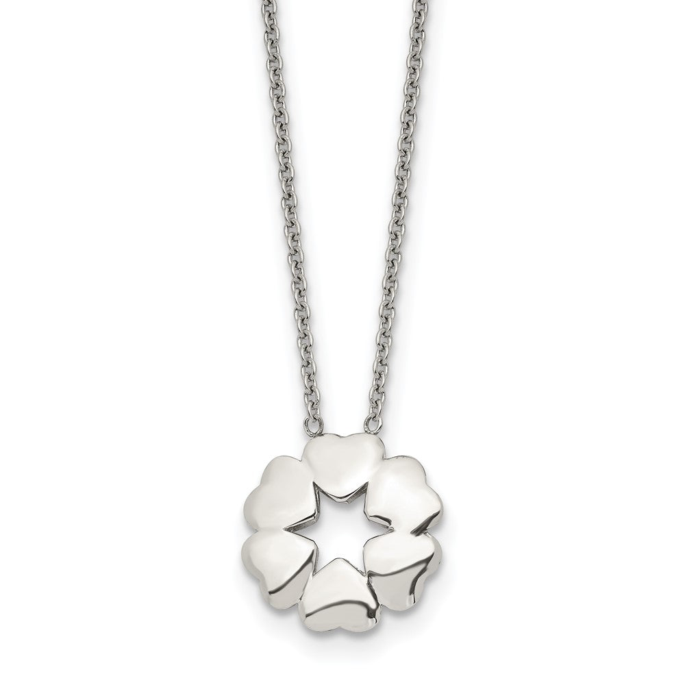 Stainless Steel Polished Circle of Hearts 18.5in Necklace, 18.5 mm