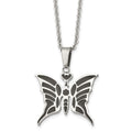 Stainless Steel Polished Enameled Butterfly 20in Necklace, 20 mm