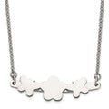 Stainless Steel Polished Butterfly & Flower Necklace, 17.75 mm