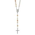 Chisel Stainless Steel Polished with Agate Beads 31 inch Rosary Necklace, 31 x 23.5 mm