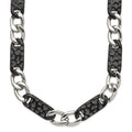 Chisel Stainless Steel Polished Black IP-plated Link 24 inch Necklace, 24 x 9 mm