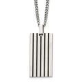 Chisel Stainless Steel Brushed with Black Rubber Inlay Rectangle Dog Tag on a 22 inch Curb Chain Necklace, 22 x 18.67 mm