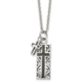 Chisel Stainless Steel Polished Black IP-plated 2 Piece Cross Pendant on a 20 inch Cable Chain Necklace, 20 x 11 mm