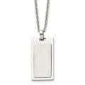 Chisel Stainless Steel Brushed and Polished Rectangle Dog Tag on a 22 inch Cable Chain Necklace, 22 x 17.36 mm