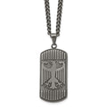 Chisel Stainless Steel Antiqued and Brushed Phoenix Dog Tag on a 22 inch Curb Chain Necklace, 22 x 20.98 mm
