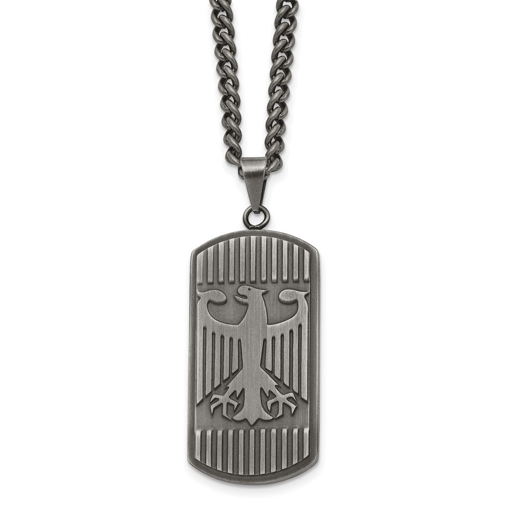 Chisel Stainless Steel Antiqued and Brushed Phoenix Dog Tag on a 22 inch Curb Chain Necklace, 22 x 20.98 mm