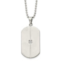 Chisel Stainless Steel Brushed and Polished with CZ Dog Tag on a 20 inch Ball Chain Necklace, 20 x 25.02 mm