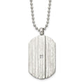 Stainless Steel 20in Brushed & Polished w/CZ Dog Tag Necklace, 20 mm