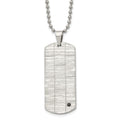 Chisel Stainless Steel Polished and Satin with Black CZ Dog Tag on a 20 inch Ball Chain Necklace, 20 x 19.95 mm