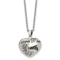 Stainless Steel Polished Enameled DREAM Hollow Heart 18in Necklace, 18 mm