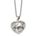 Chisel Stainless Steel Polished and Enameled HOPE Hollow Heart Pendant on an 18 inch Cable Chain Necklace, 18 x 25.5 mm