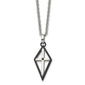 Stainless Steel Polished Black IP-plated w/CZ Cross 20in Necklace, 20 mm