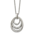 Stainless Steel Polished w/CZ Multi Circle 20in Necklace, 20 mm